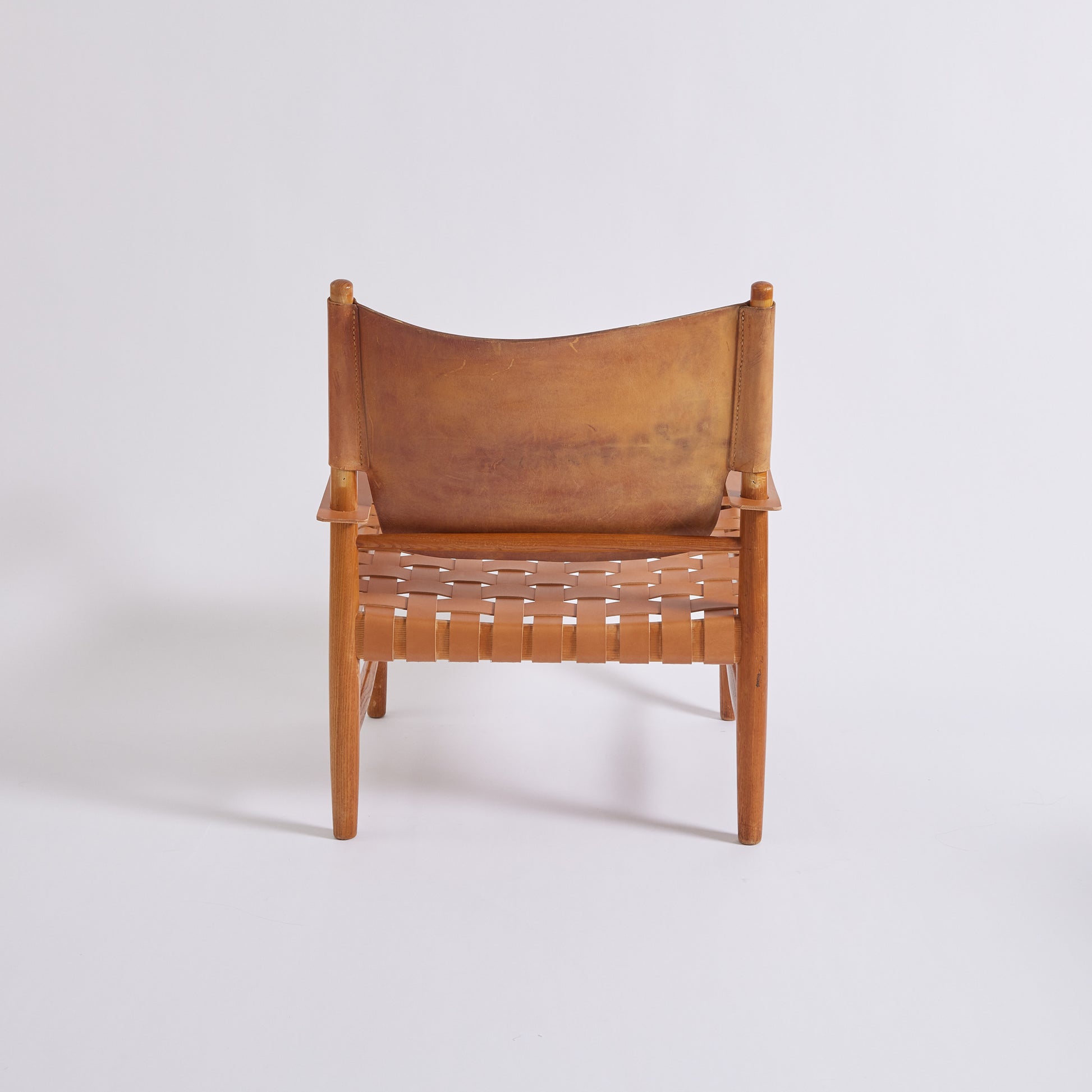 SOLD Danish Mid Century Safari Leather Lounge Chair
