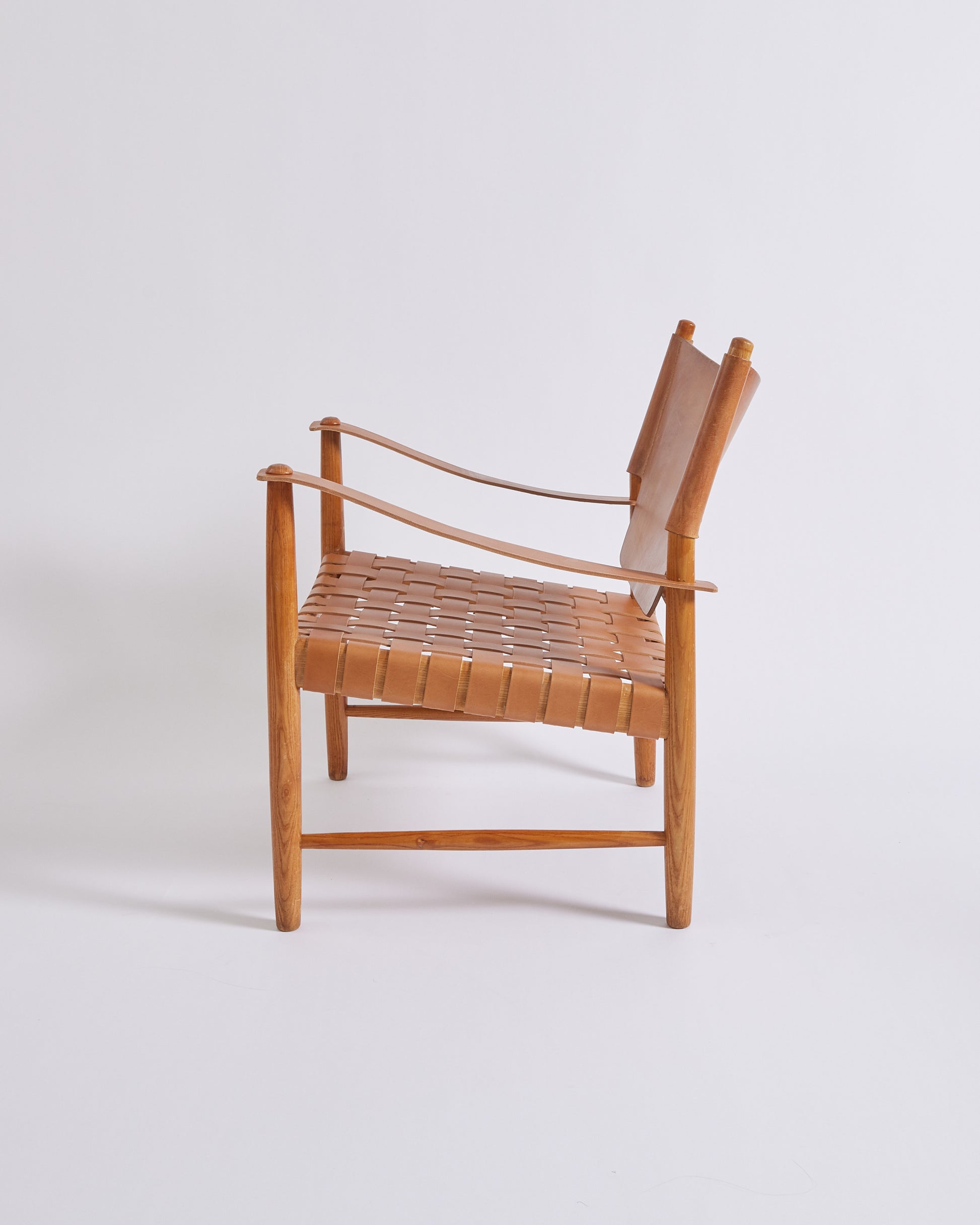 SOLD Danish Mid Century Safari Leather Lounge Chair