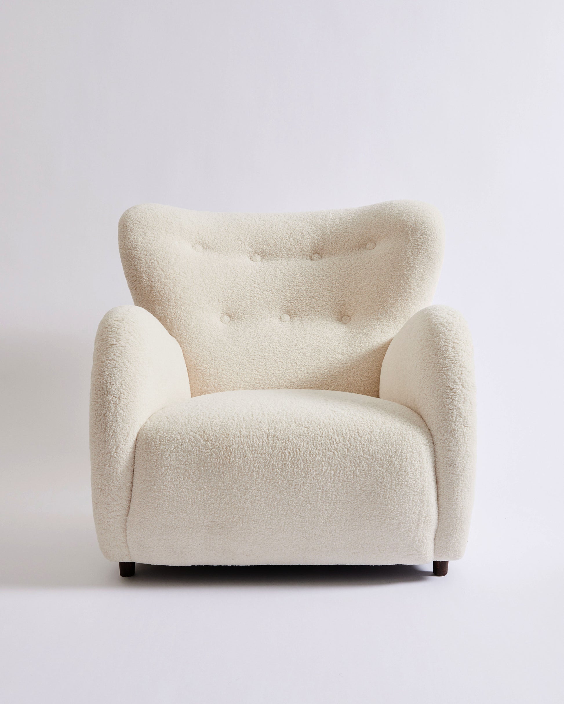 SOLD Danish Lounge Chair 1940's, Ivory sheepskin