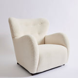 SOLD Danish Lounge Chair 1940's, Ivory sheepskin