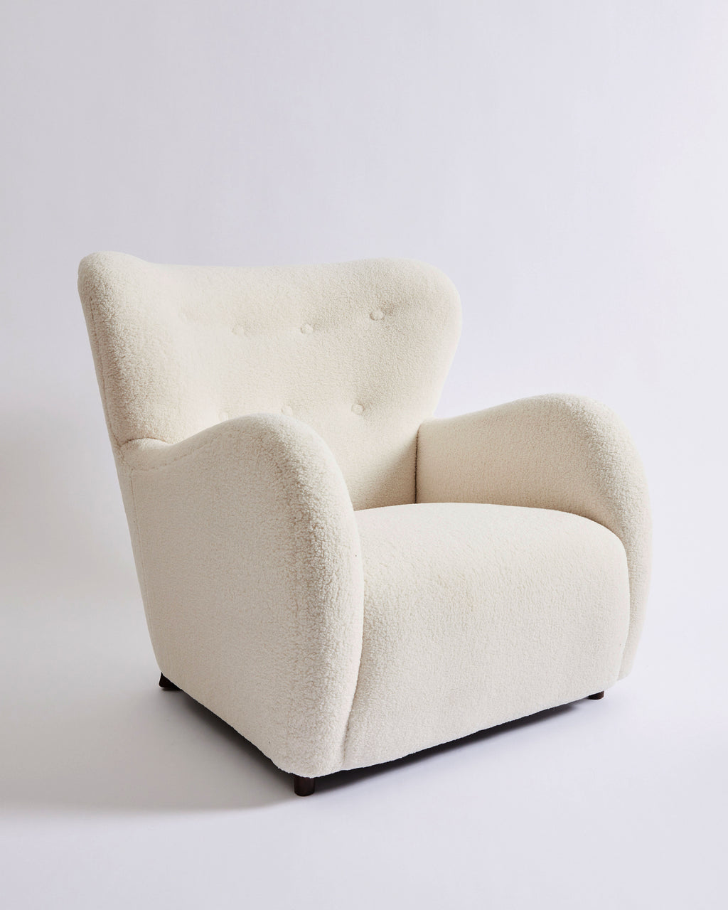 SOLD Danish Lounge Chair 1940's, Ivory sheepskin