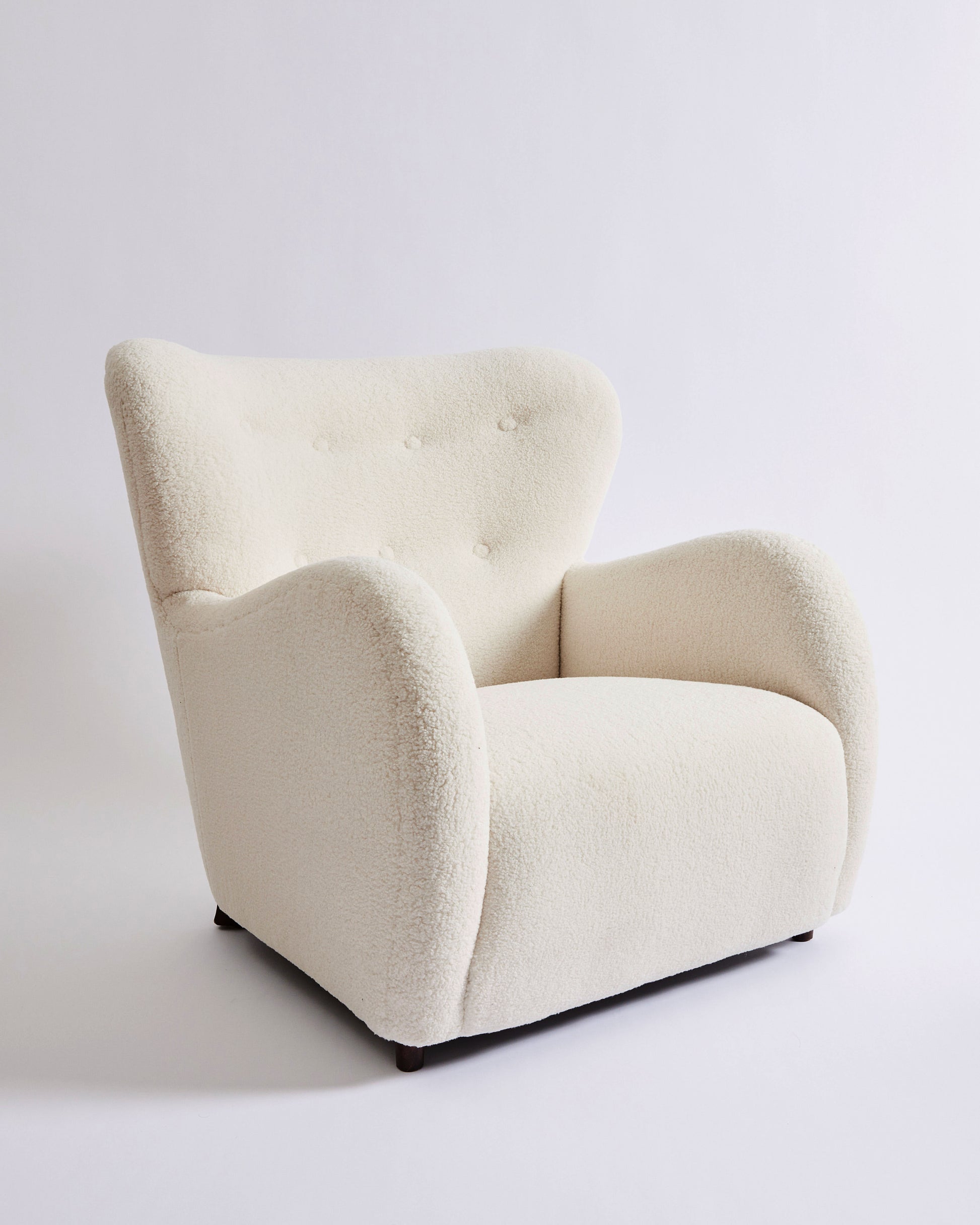 SOLD Danish Lounge Chair 1940's, Ivory sheepskin