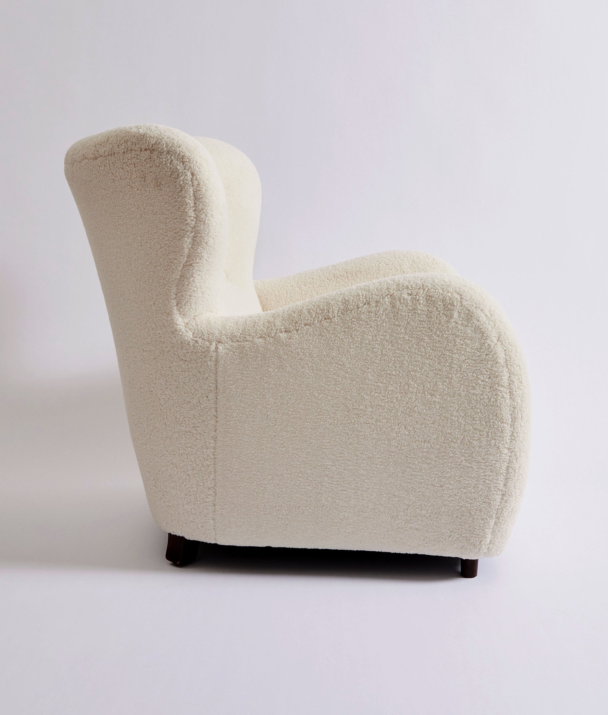 SOLD Danish Lounge Chair 1940's, Ivory sheepskin