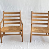 SOLD Hans Wegner Oak and Rush Chairs