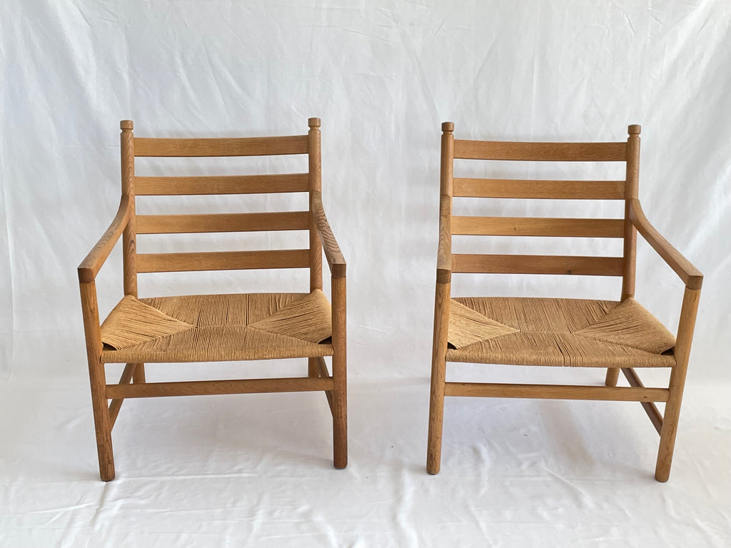 SOLD Hans Wegner Oak and Rush Chairs