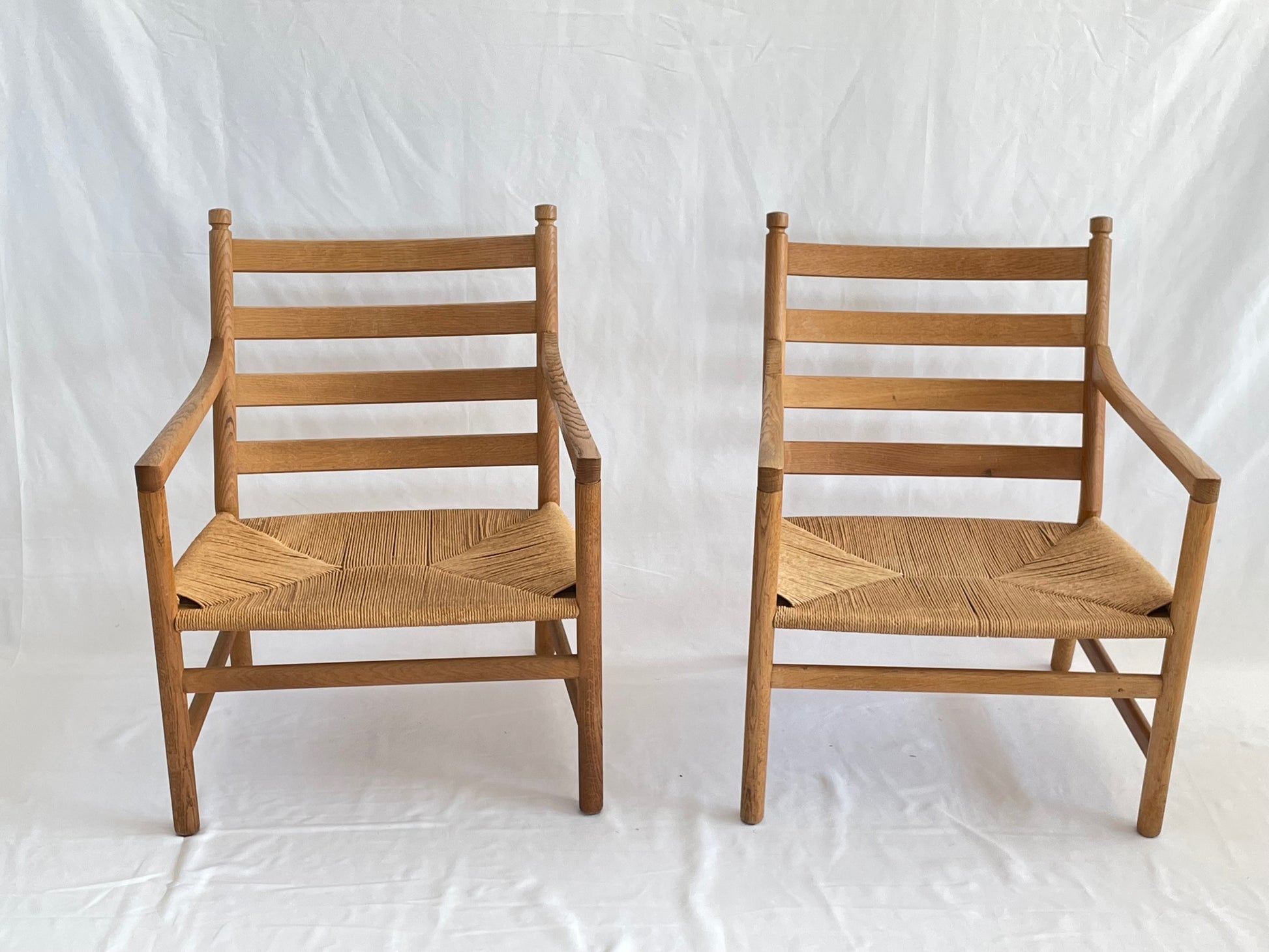 SOLD Hans Wegner Oak and Rush Chairs