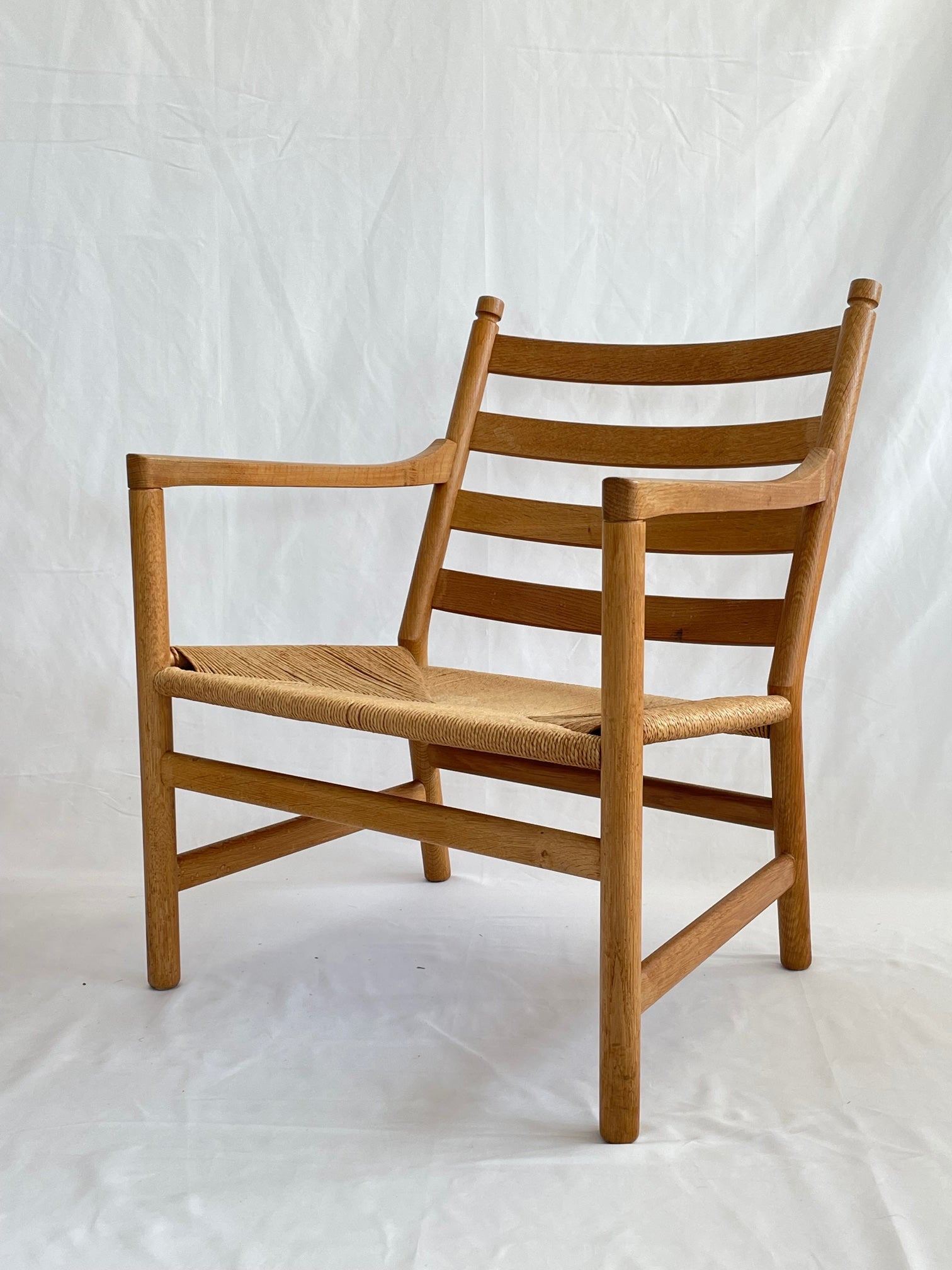 SOLD Hans Wegner Oak and Rush Chairs