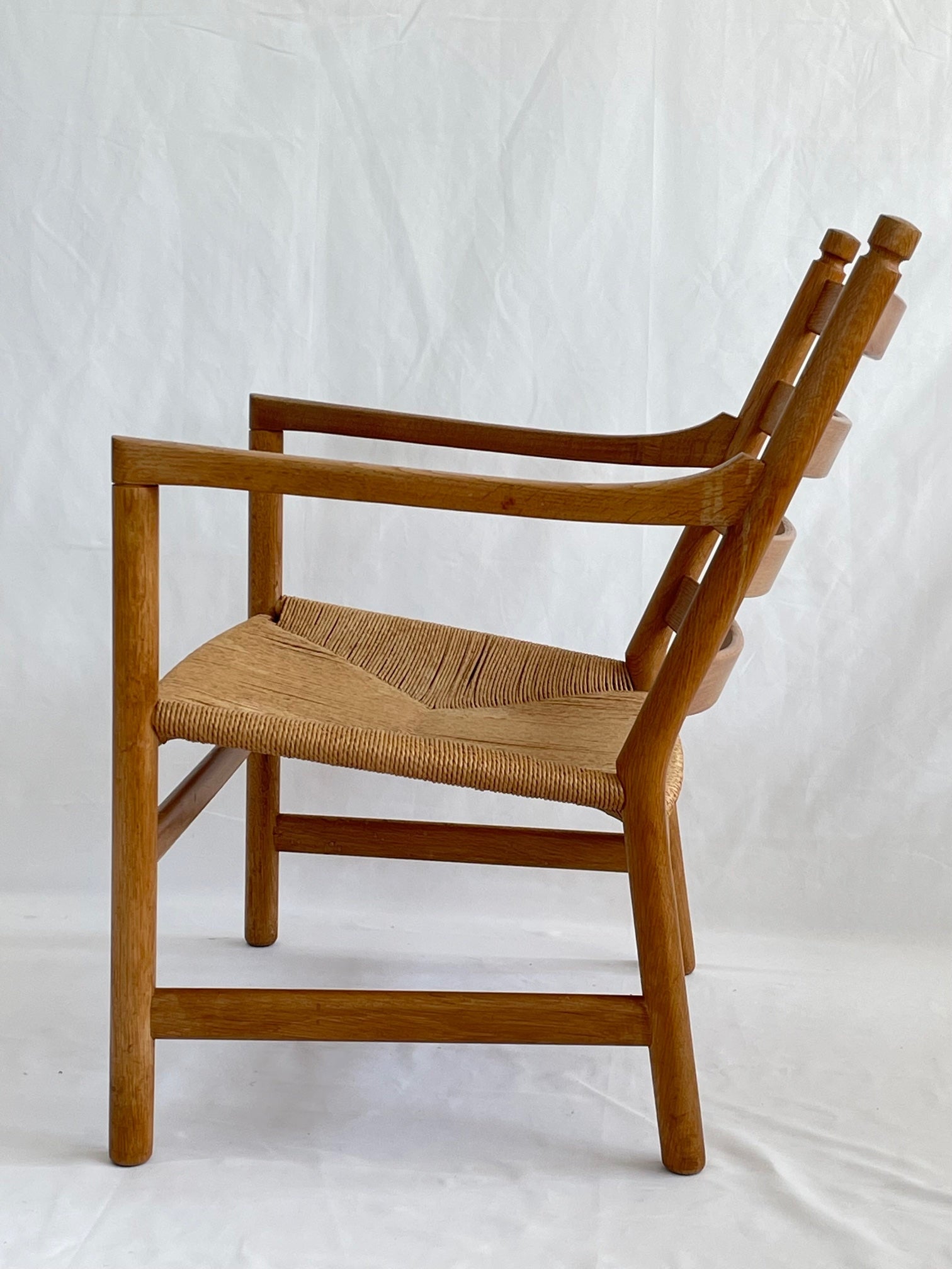 SOLD Hans Wegner Oak and Rush Chairs