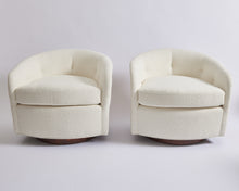 Load image into Gallery viewer, SOLD Mid Century Milo Baughman Swivel and Tilt Tub Chairs in Ivory Boucle
