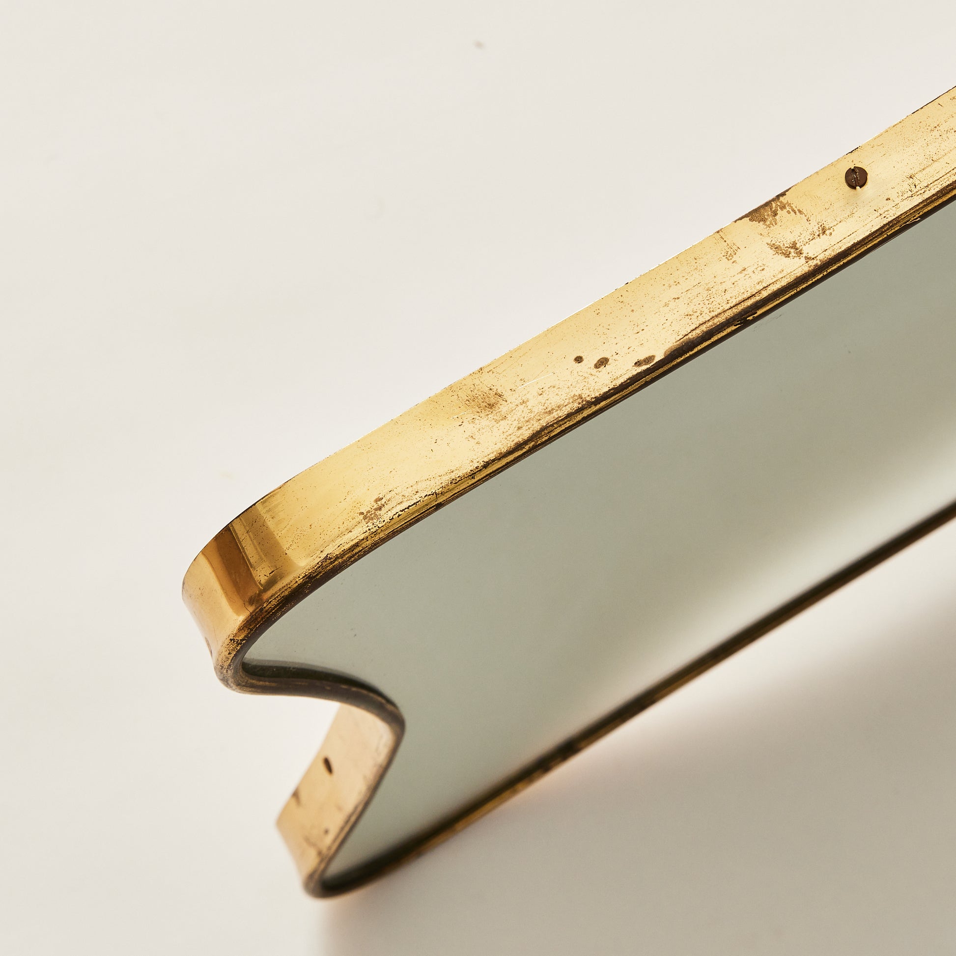 SOLD Italian Mirror, Brass and Mirrored Crystal 1950's