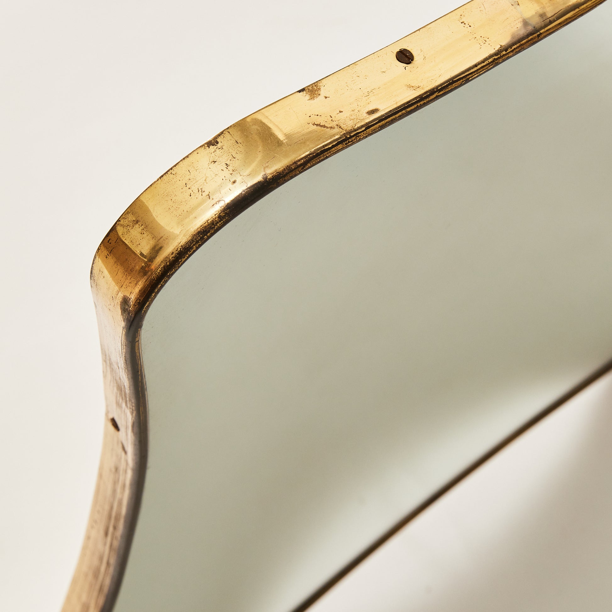 SOLD Italian Mirror, Brass and Mirrored Crystal 1950's
