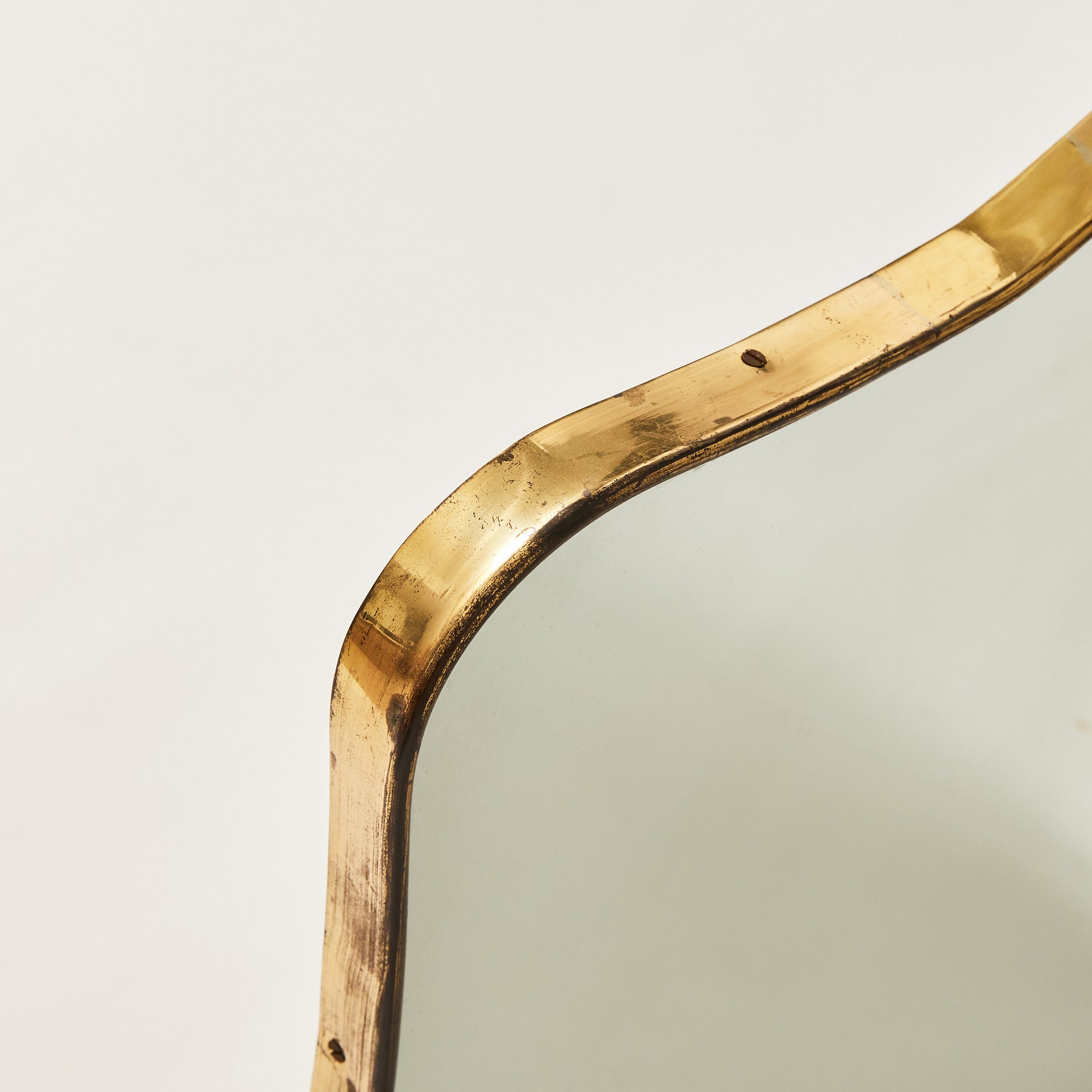 SOLD Italian Mirror, Brass and Mirrored Crystal 1950's