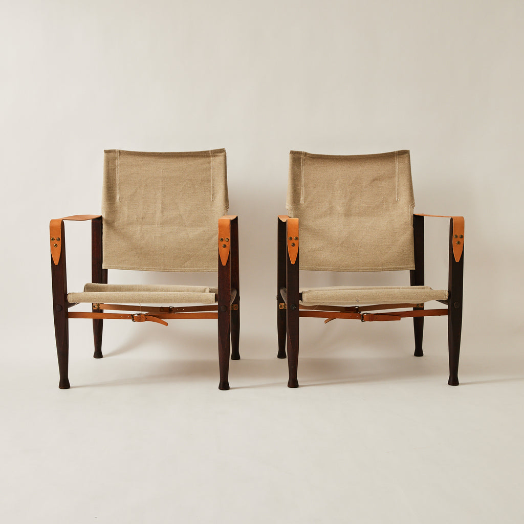 SOLD Kaare Klint Safari Chairs for Rud Rasmussen in Ash and Canvas