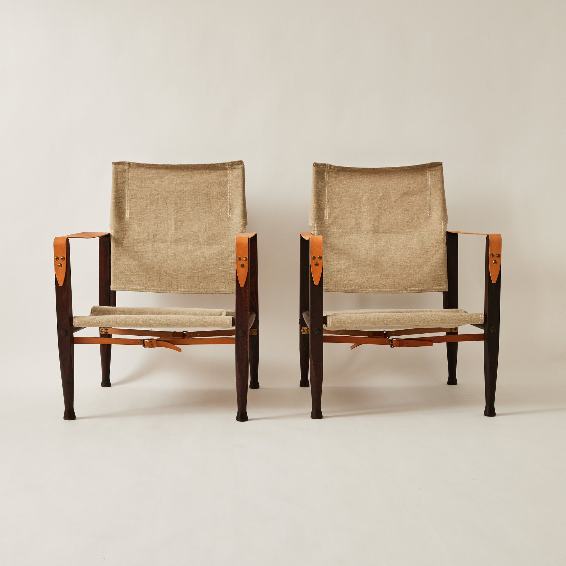 SOLD Kaare Klint Safari Chairs for Rud Rasmussen in Ash and Canvas