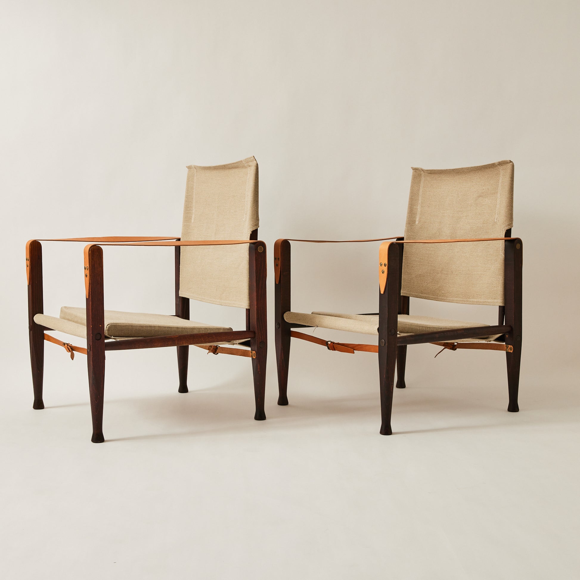 SOLD Kaare Klint Safari Chairs for Rud Rasmussen in Ash and Canvas