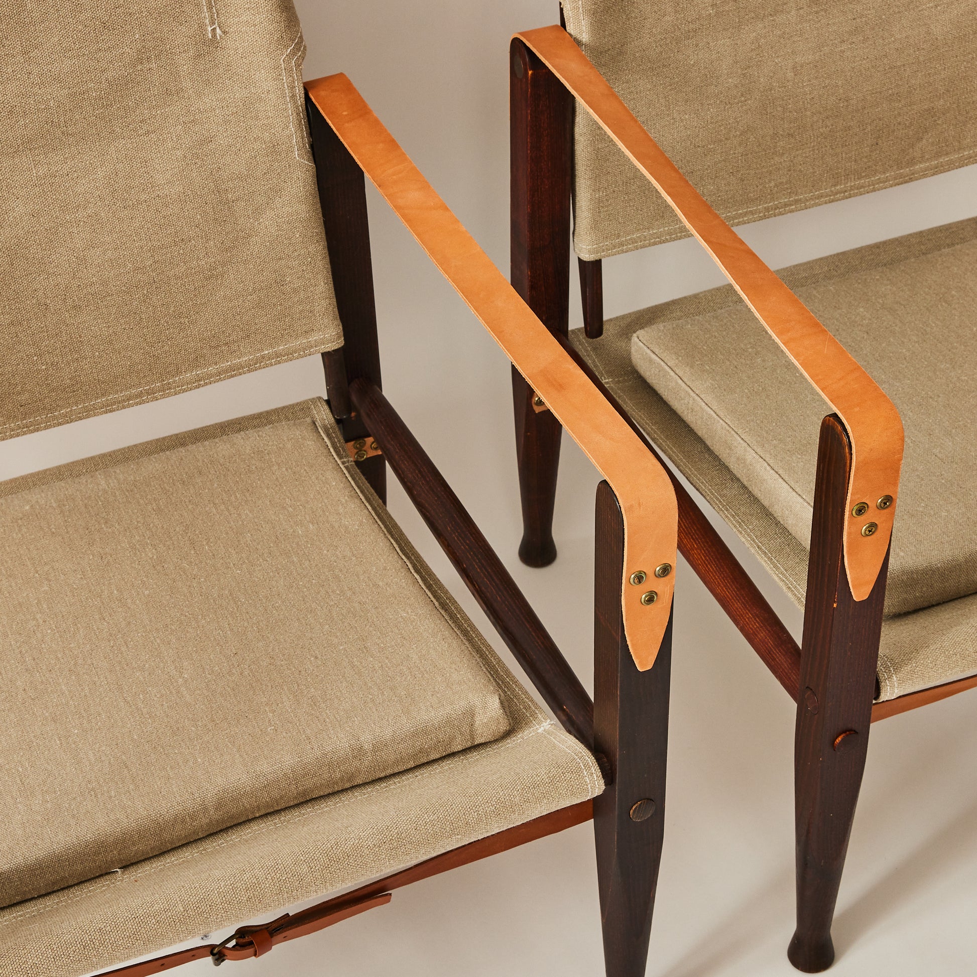 SOLD Kaare Klint Safari Chairs for Rud Rasmussen in Ash and Canvas