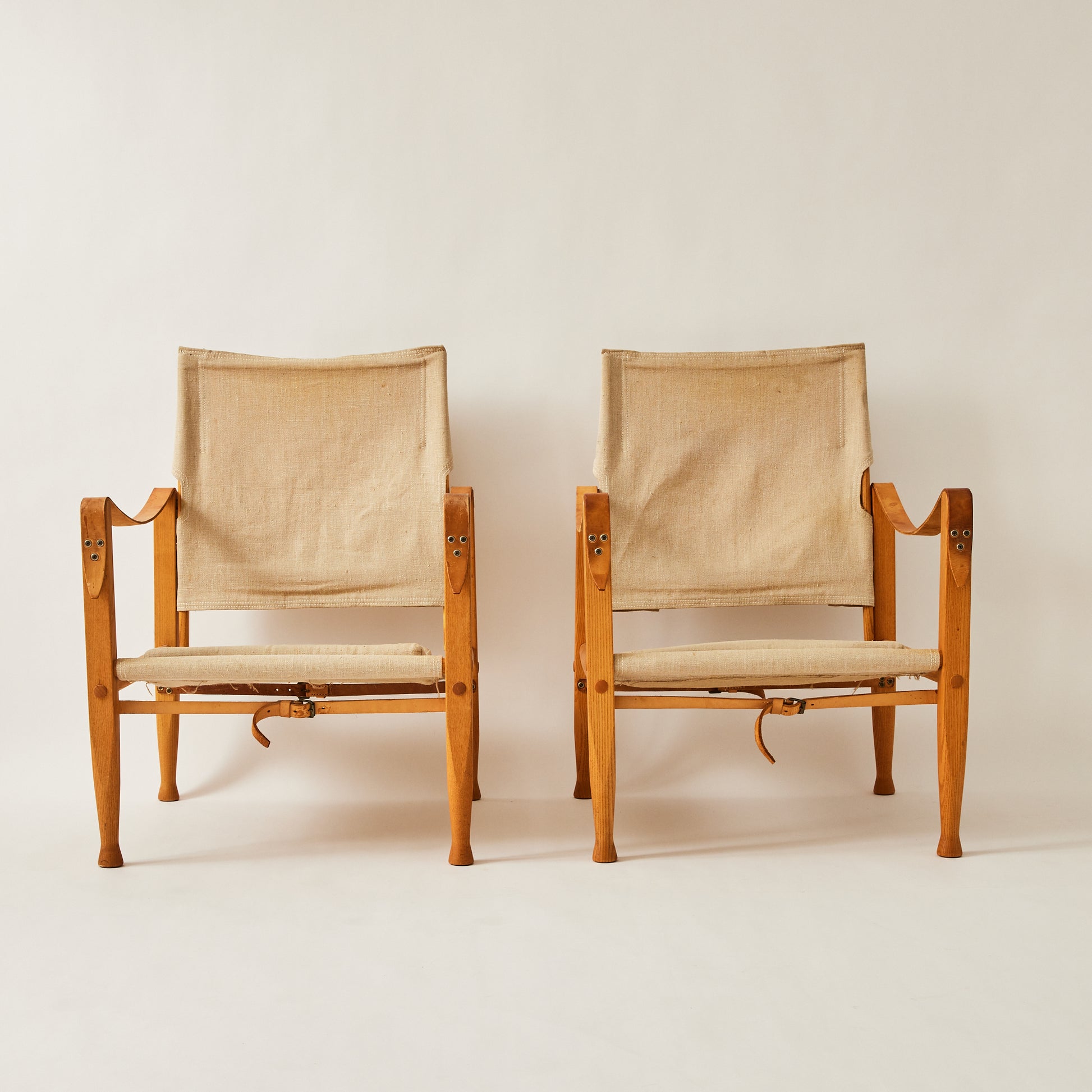 SOLD Kaare Klint Safari Chairs for Rud Rasmussen in  and Canvas