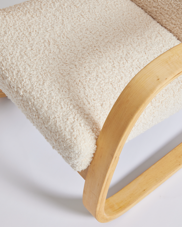 SOLD 1960's Alvar Aalto Birch Bentwood Chair with Fluffy Boucle Shearling Model 402