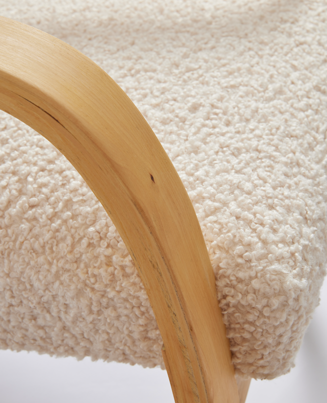SOLD 1960's Alvar Aalto Birch Bentwood Chair with Fluffy Boucle Shearling Model 402