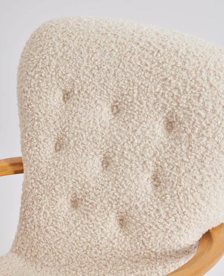 SOLD Danish Modern Lounge Chair in Curly Boucle Sheepskin