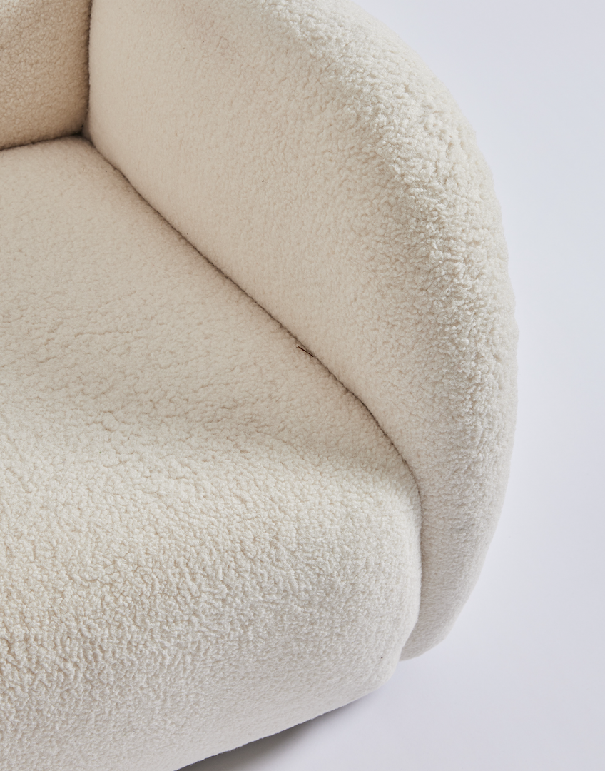 SOLD Danish Lounge Chair 1940's, Ivory sheepskin