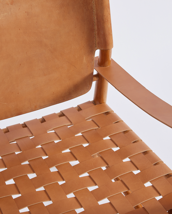 SOLD Danish Mid Century Safari Leather Lounge Chair