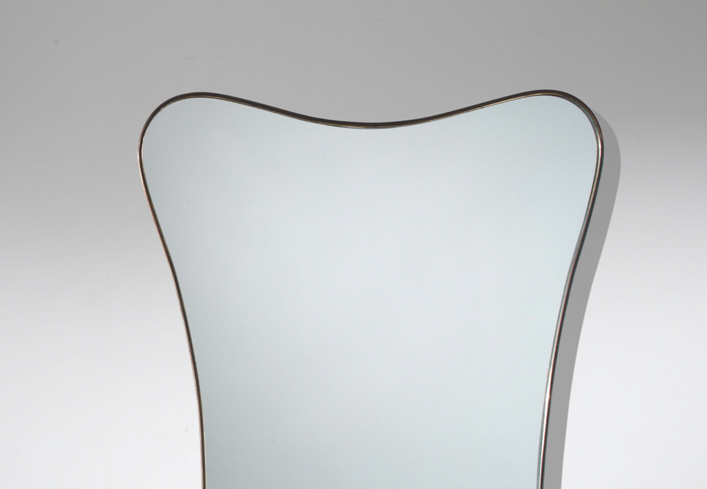 SOLD Italian Mirror, Brass and Mirrored Crystal 1950's