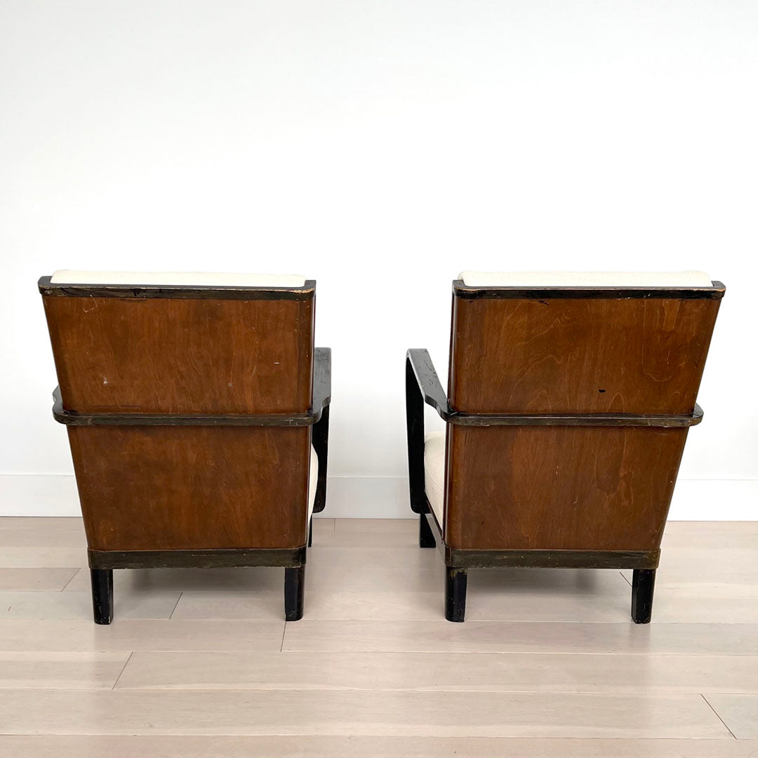 SOLD Asko Finland 1940's Chairs in Ivory Boucle