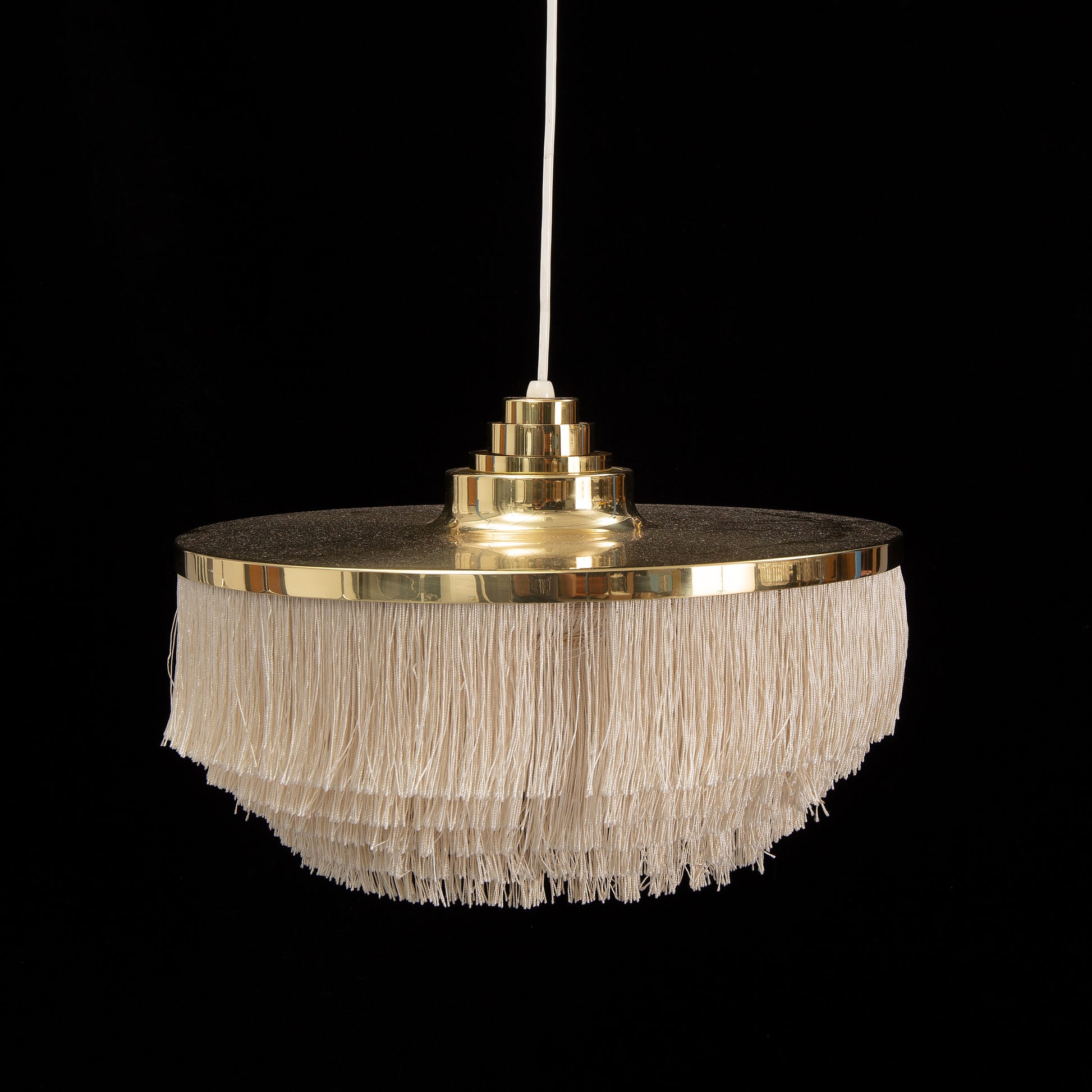 SOLD Hans-Agne Jakobsson, Brass and Fringe Pendant Light