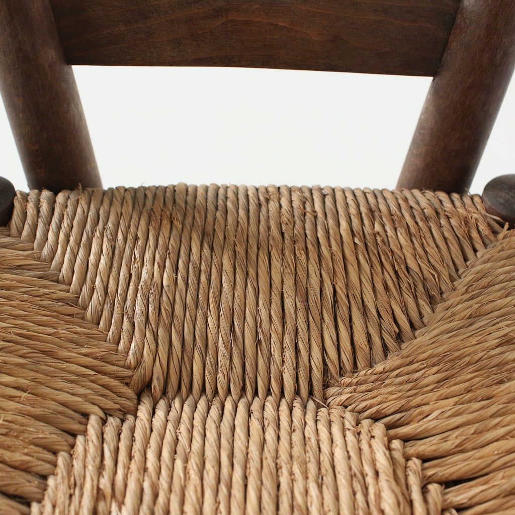 Gio Ponti "Fireside" Chair, Vintage 1930s Walnut and Rush Ladder Back Chair for Casa e Giardino