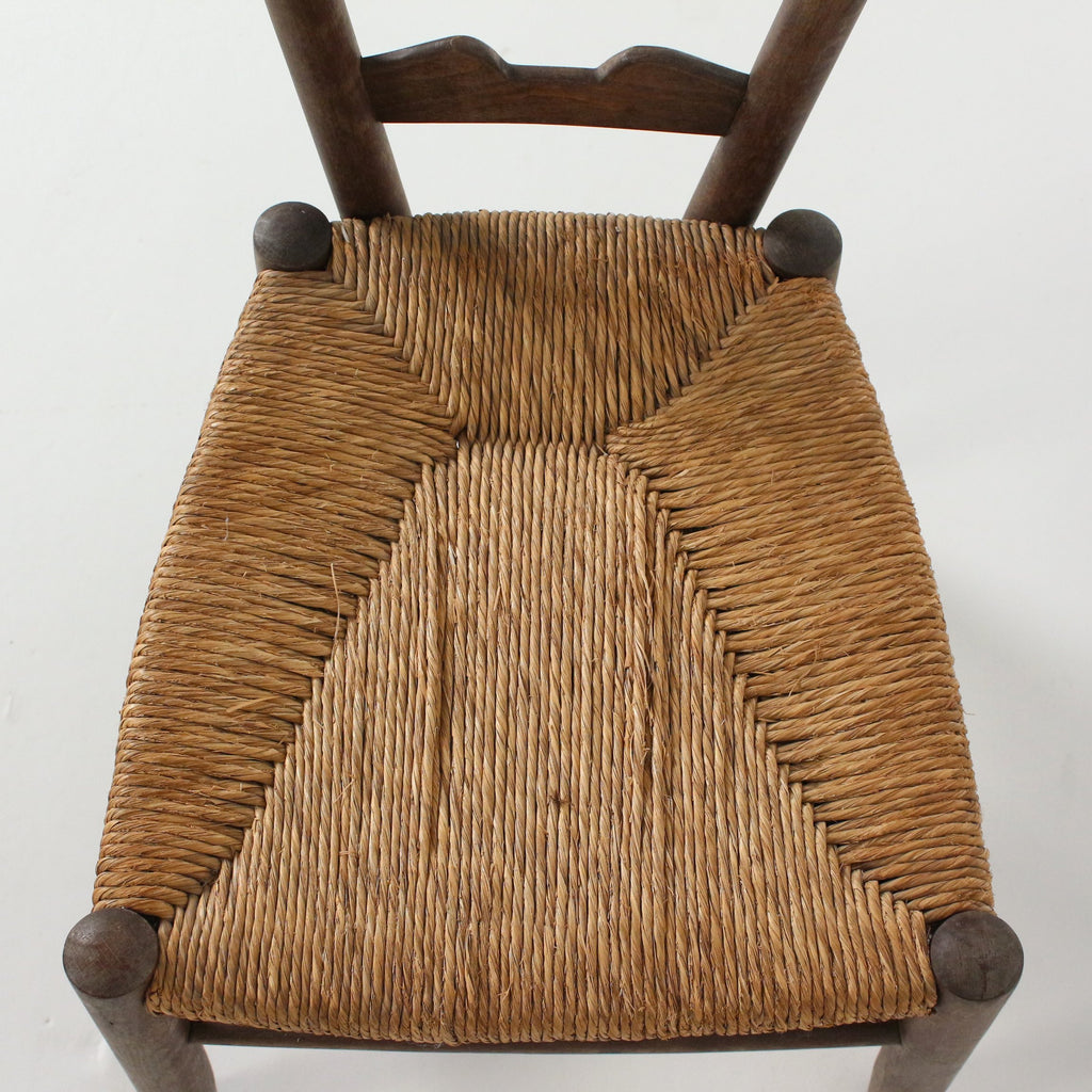 Gio Ponti "Fireside" Chair, Vintage 1930s Walnut and Rush Ladder Back Chair for Casa e Giardino