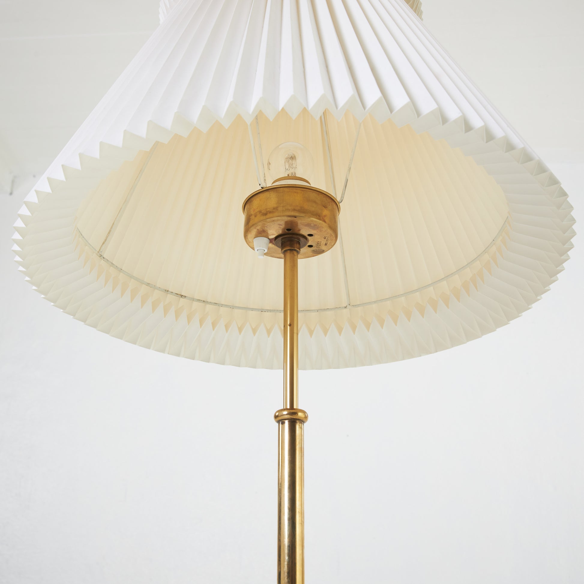 SOLD 1950s Josef Frank Floor Lamp Model 2326, Svenskt Tenn, Brass Base With Pleated Shade