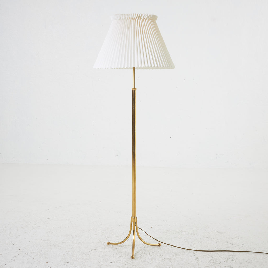 SOLD 1950s Josef Frank Floor Lamp Model 2326, Svenskt Tenn, Brass Base With Pleated Shade