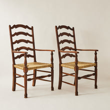 Load image into Gallery viewer, Gio Ponti (attributed) Oak and Rush Ladderback Chairs
