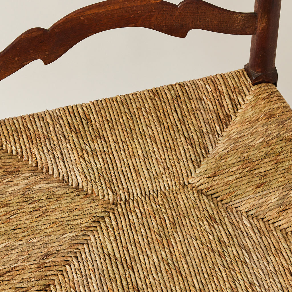 English Ladder Back Chairs | Vintage 1940s Restored Oak and Rush, Set of 2