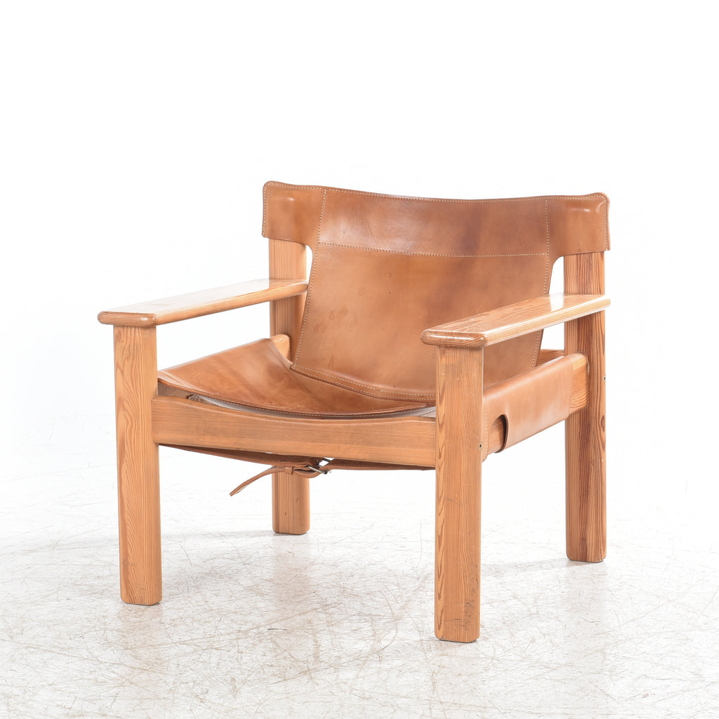 SOLD Karin Mobring Natura leather and Pine Loungechair