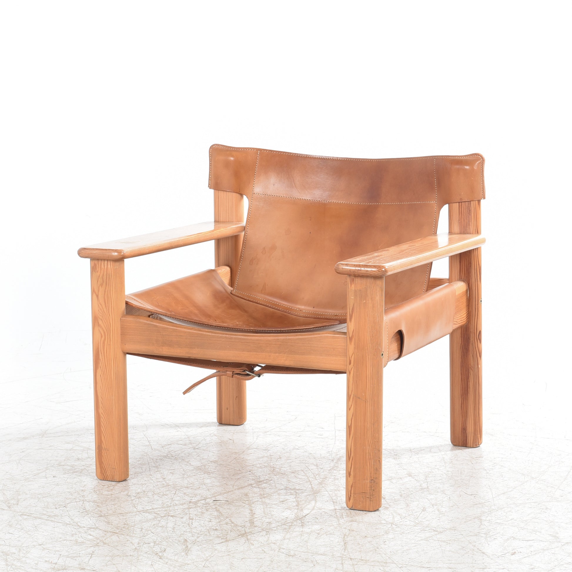 SOLD Karin Mobring Natura leather and Pine Loungechair