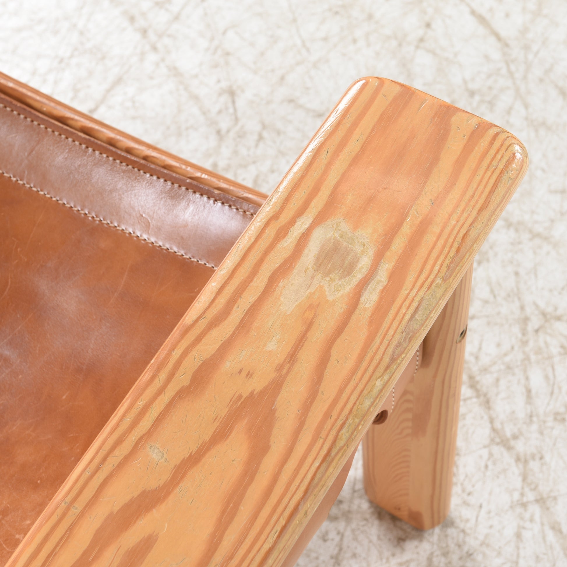SOLD Karin Mobring Natura leather and Pine Loungechair